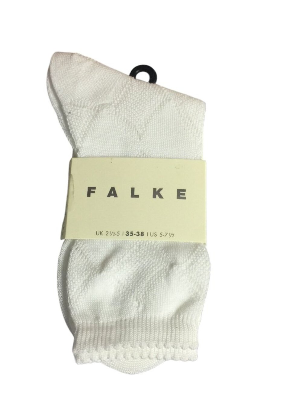 FALKE White Ladies 5-7 1/2 Crew Socks with See Through Knit